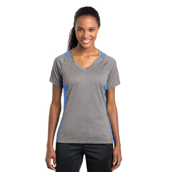 Ladies Heather Colorblock Contender V Neck Tee Thumbnail