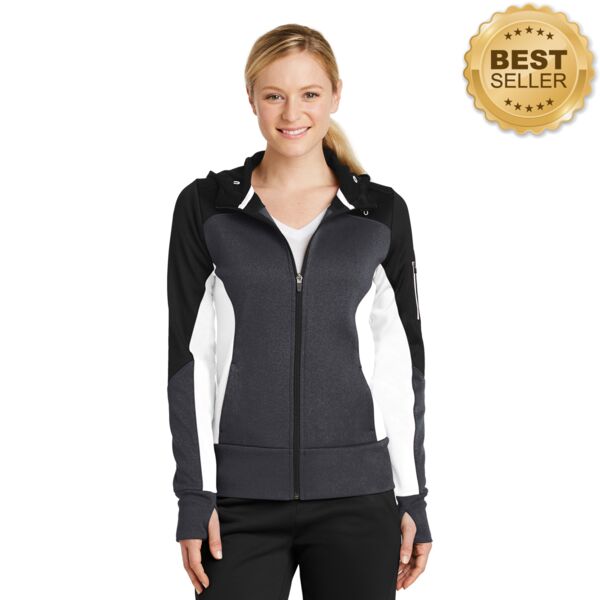Ladies Tech Fleece Colorblock Full Zip Hooded Jacket Thumbnail